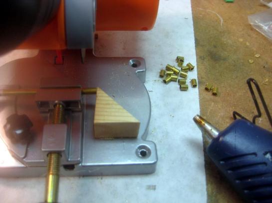 Hot Glued Saw Stop For Cutting Bushings